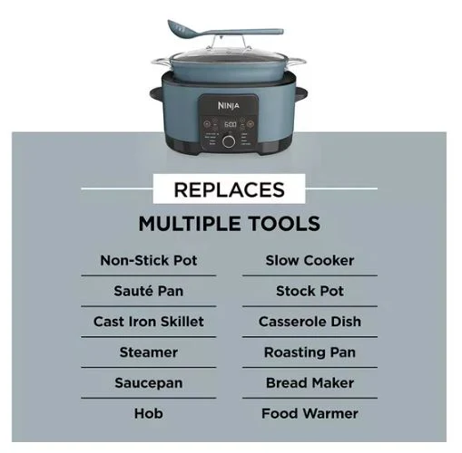 NINJA Food Cooker 8-in-1 Slow Cooker 8L - Sea Salt Grey - Image 6