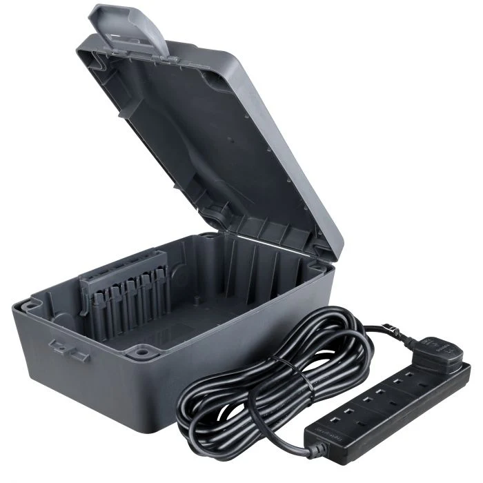 Masterplug Weatherproof Box & 10m 4 Gang Extension Lead