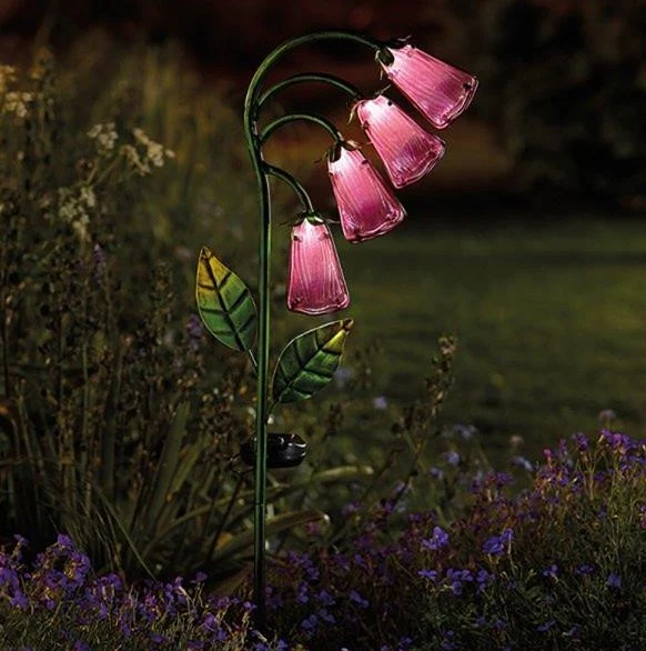 Foxglove Hand Painted Glass Solar Stake Light - Image 2