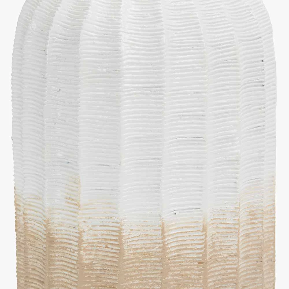 Amalia Natural and White Stoneware Textured Vase - Image 3