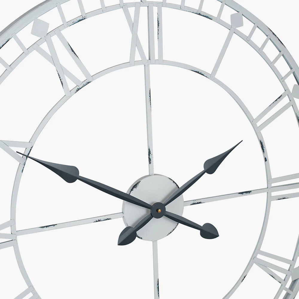 Antique Grey Metal Round Wall Clock Large - Image 5