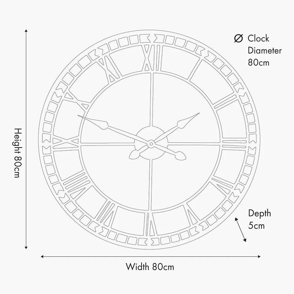 Antique Grey Metal Round Wall Clock Large - Image 6