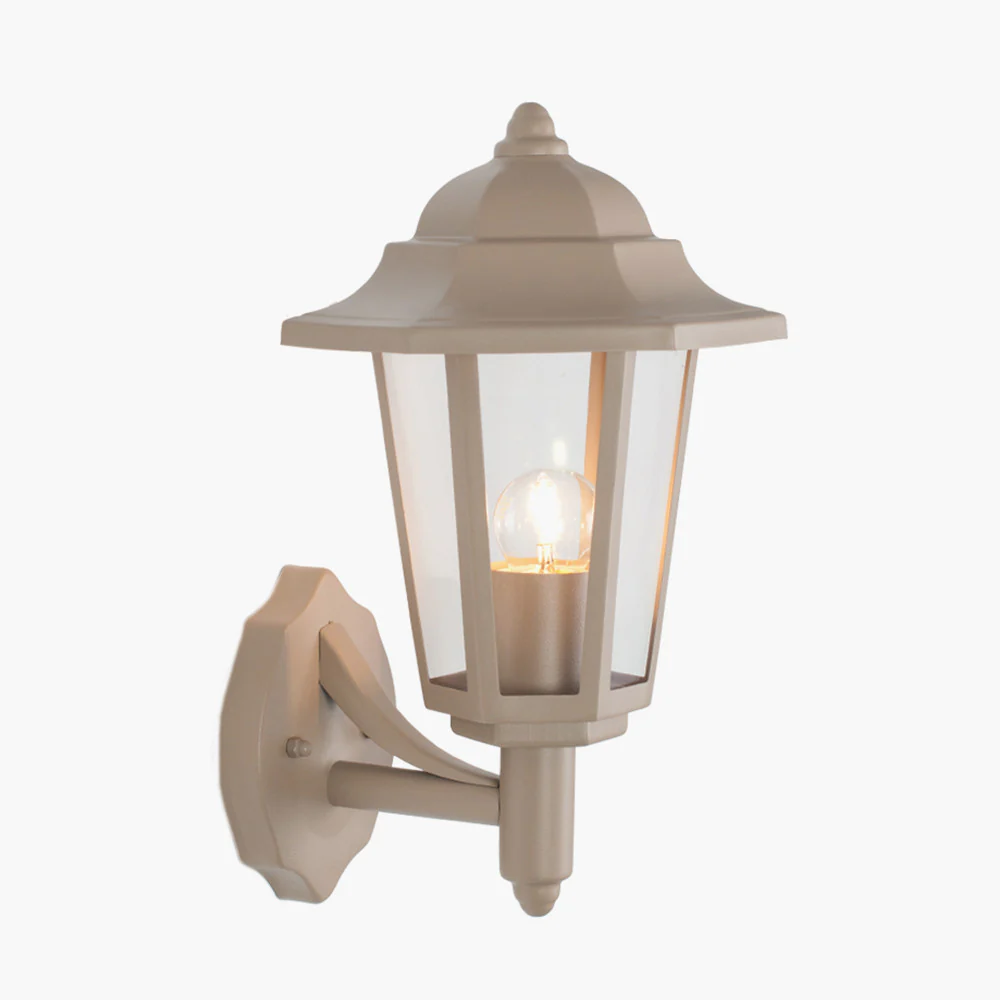 Azalea Taupe Metal Hex Lantern Wall Uplighter - Image 2