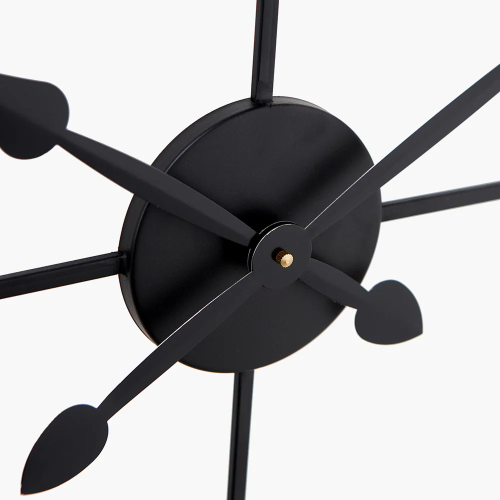 Black Metal Round Wall Clock Large - Image 4
