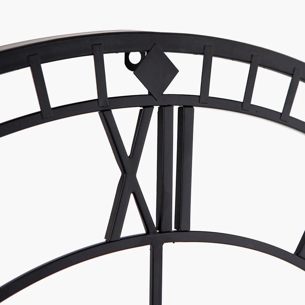 Black Metal Round Wall Clock Large - Image 5