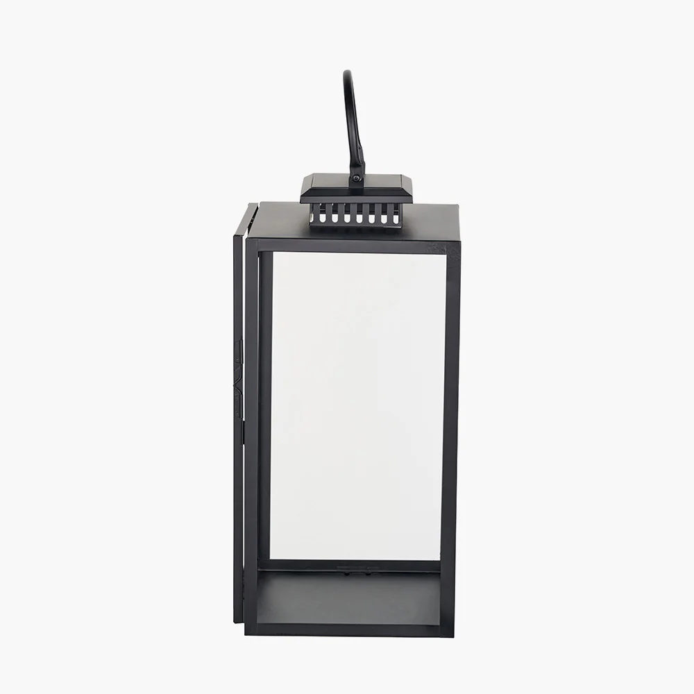 Black Stainless Steel and Glass Large Rectangular Lantern - Image 4