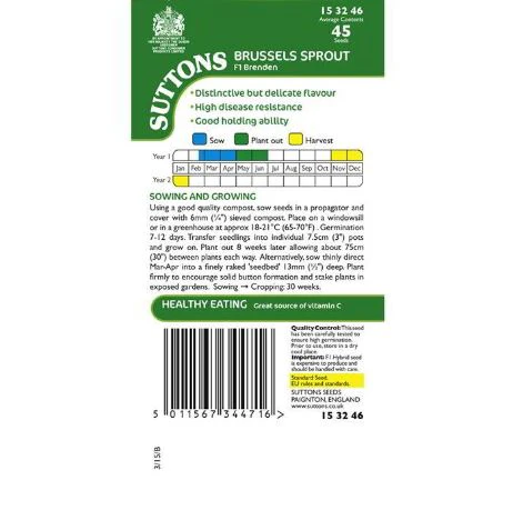 Brussels Sprout F1 'Brenden' - Seeds - Image 3