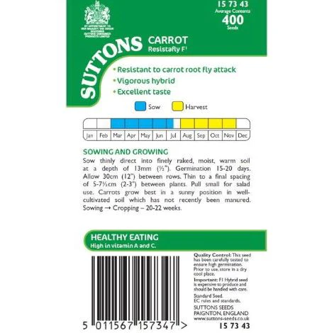 Carrot F1 'Resistafly' - Seeds - Image 2