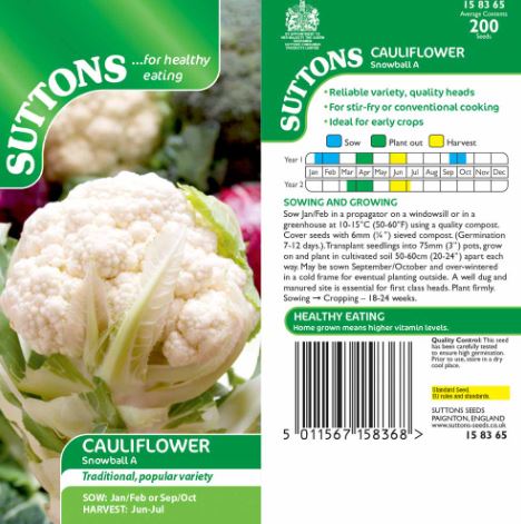 Cauliflower 'Snowball A' - Seeds - Image 2