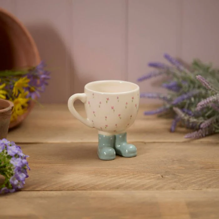 Ceramic Welly Boot Mug with Repeat Flower Design