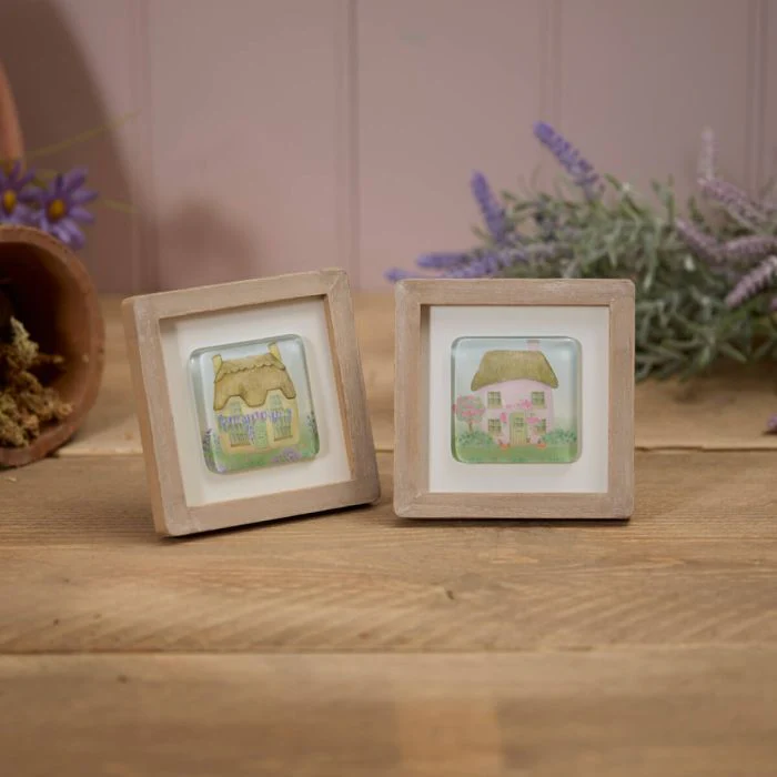 Cottage Garden Wood Frame with Glass Plaque