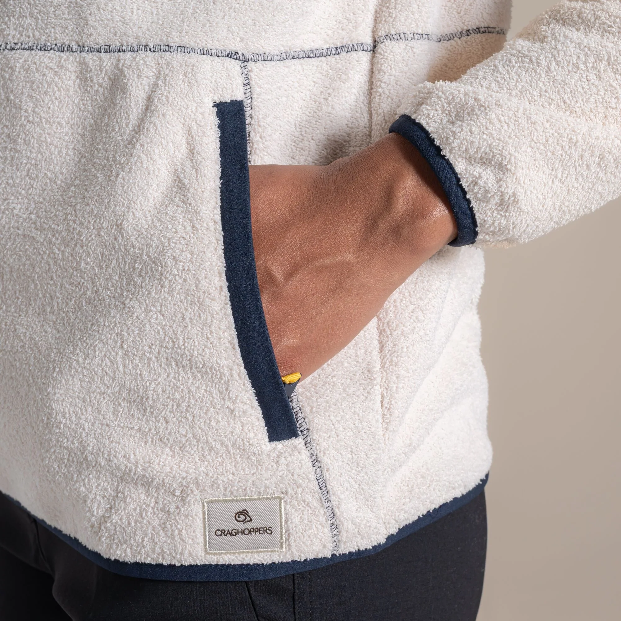 Craghoppers Laia Hooded Half Zip - Ecru Print - Image 3
