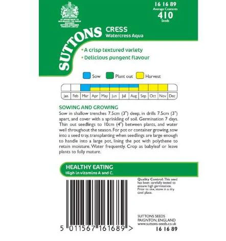 Cress 'Watercress Aqua' - Seeds - Image 3