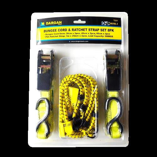Dargan 8 Piece Bungee Cord & Ratchet Set