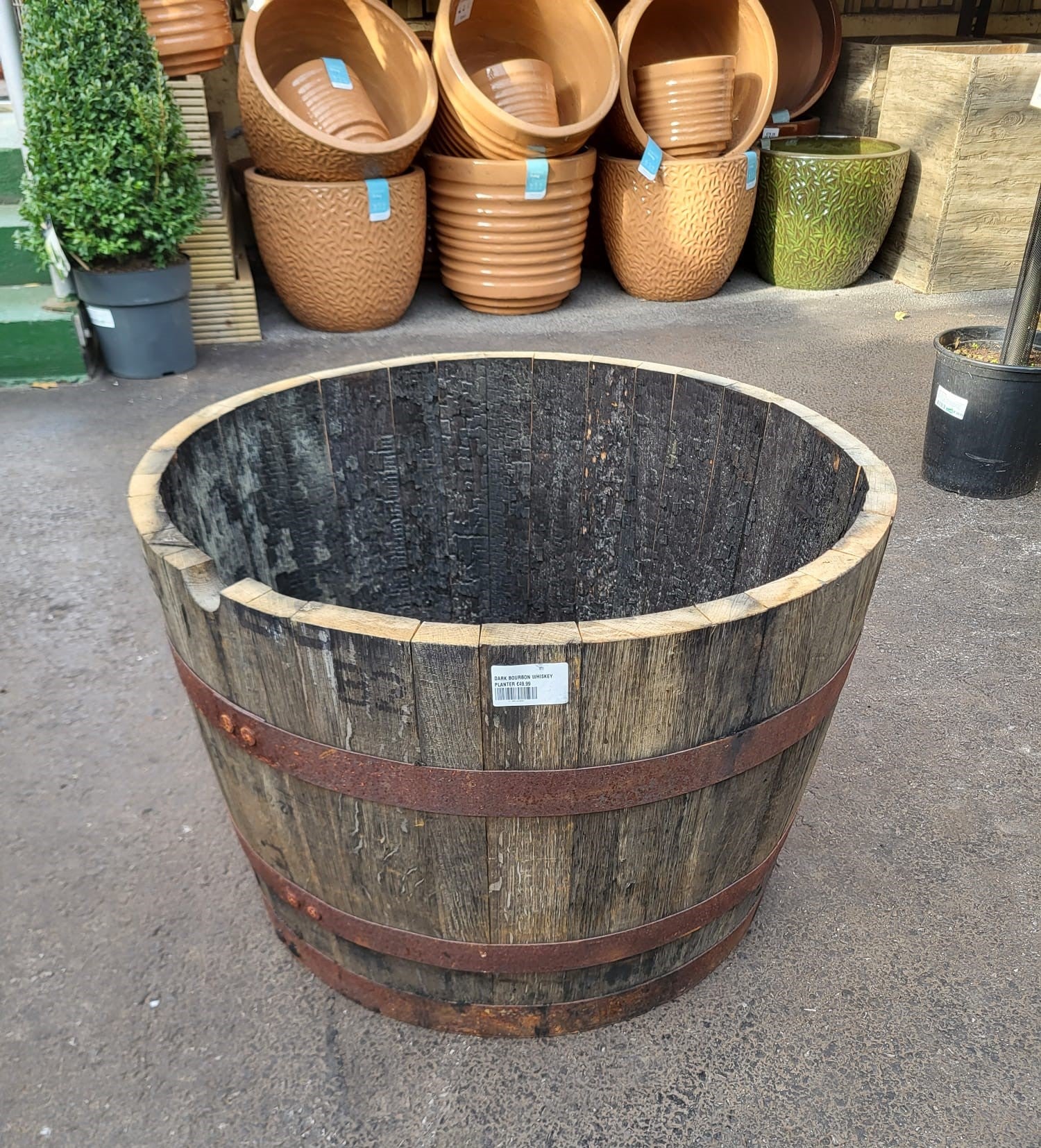 Recycled Bourbon Whiskey Planter - Dark - Image 3