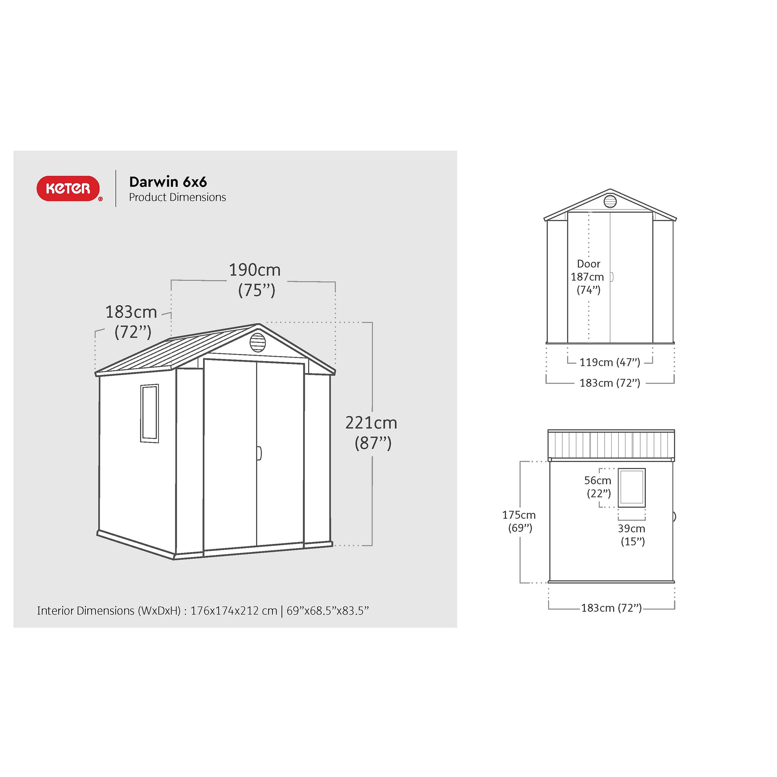 Darwin Wood Effect Garden Shed - 6x6ft - Image 5