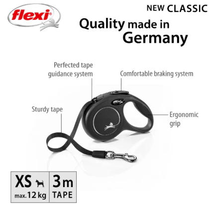 Flexi Classic Xs Black Cord Lead 3M - Image 2