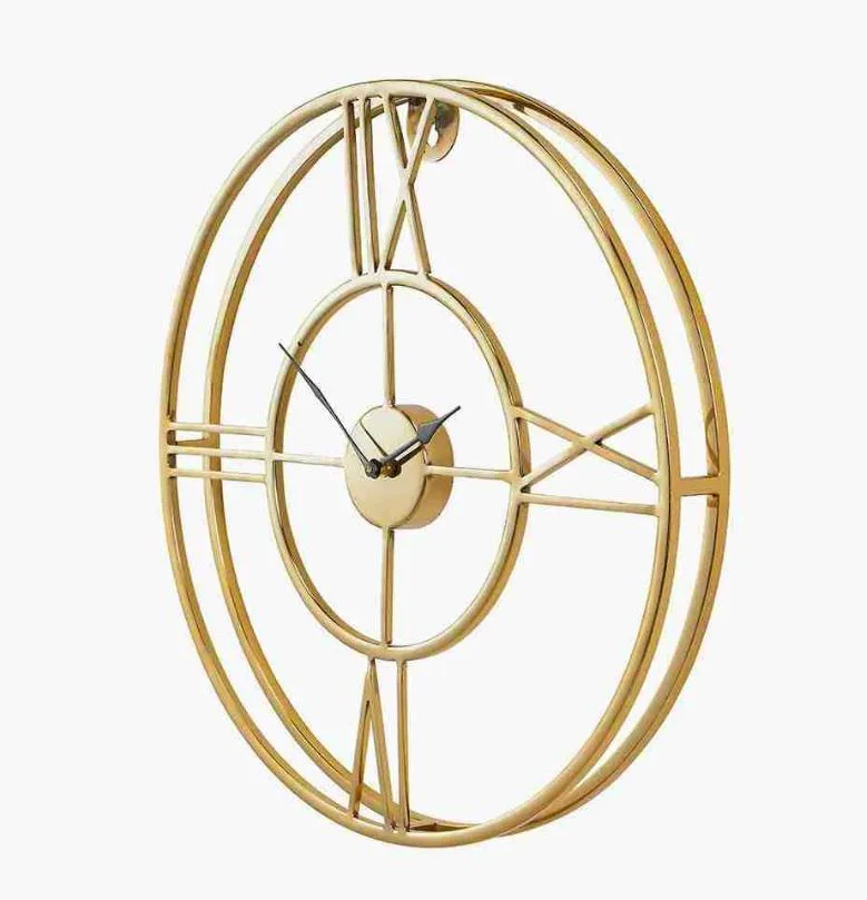 Gold Metal Double Framed Round Wall Clock - Image 3
