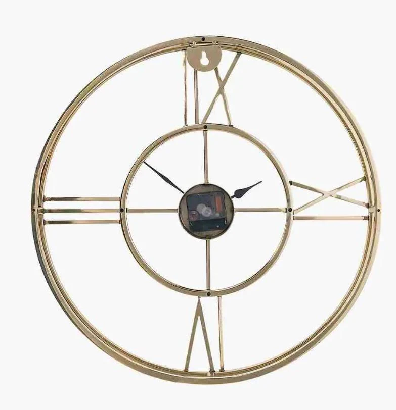 Gold Metal Double Framed Round Wall Clock - Image 4