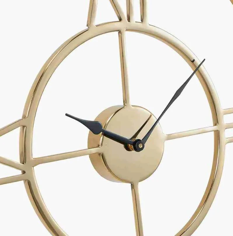 Gold Metal Double Framed Round Wall Clock - Image 6