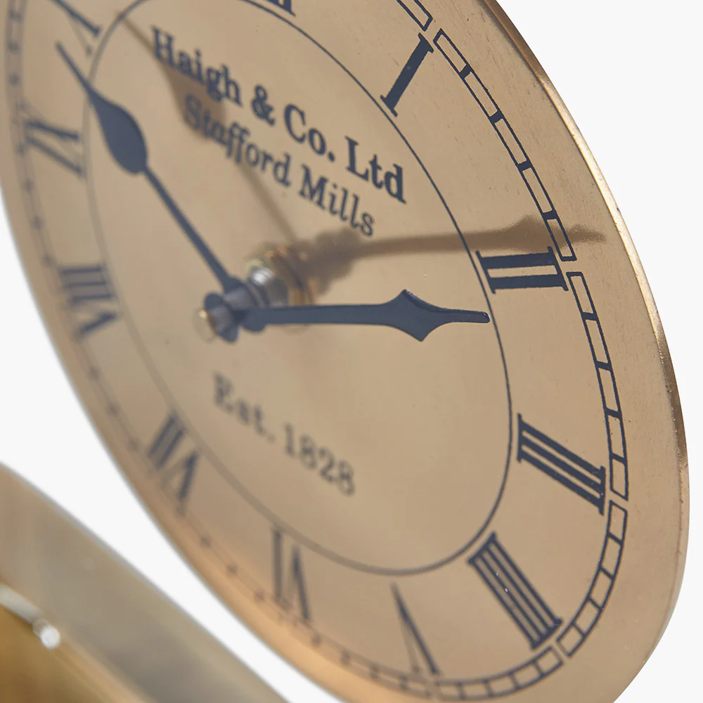 Gold Metal and Glass Floating Clock Face Square Table Clock - Image 5