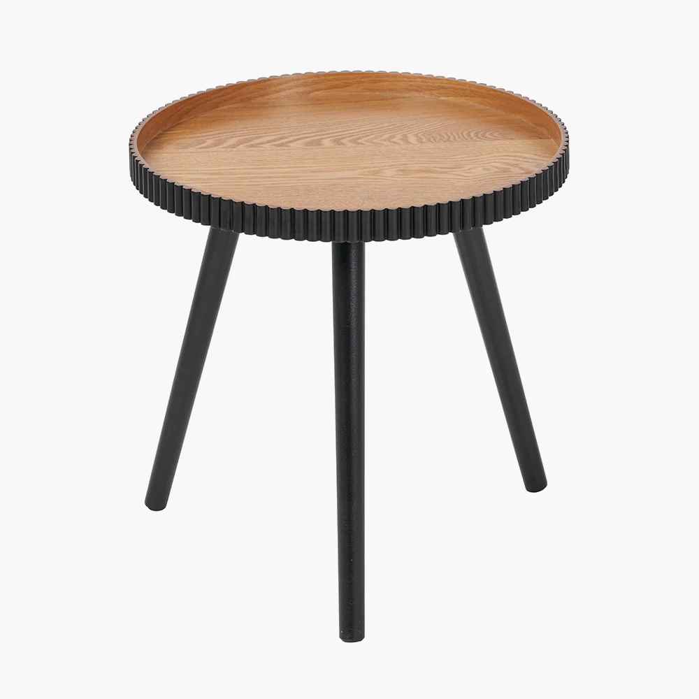 Hammond Natural and Black Pine Wood Side Table - Image 3