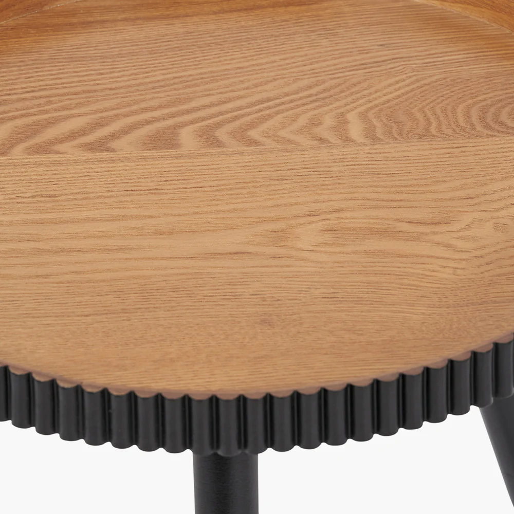 Hammond Natural and Black Pine Wood Side Table - Image 5