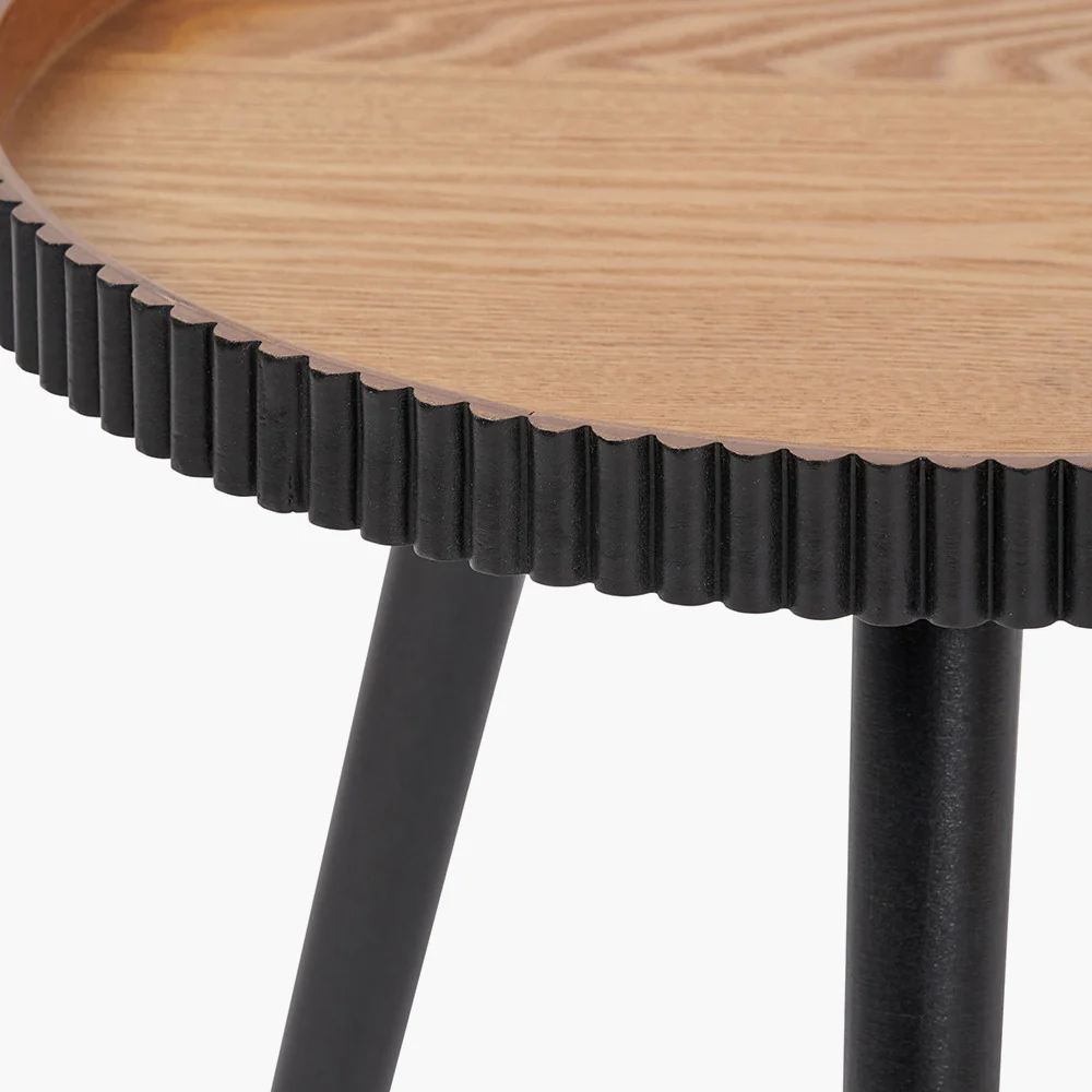 Hammond Natural and Black Pine Wood Side Table - Image 6