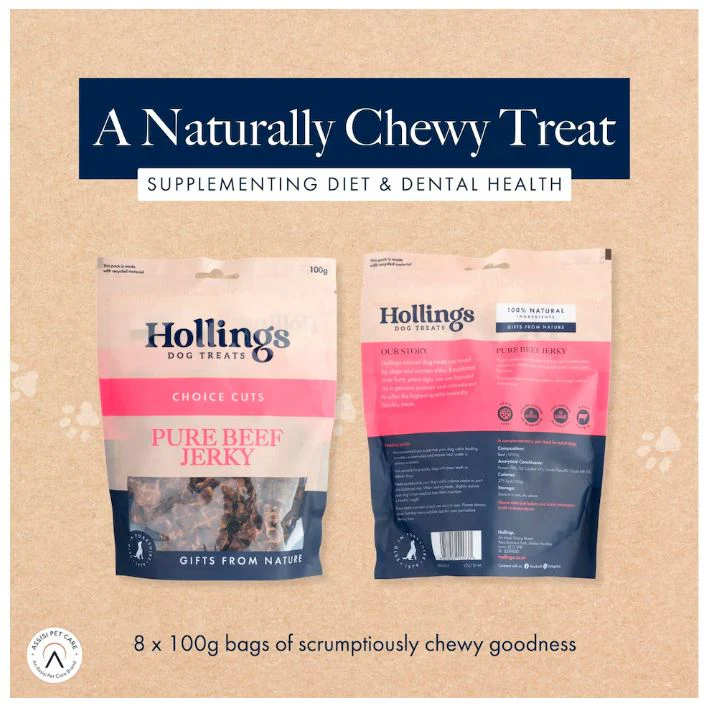 Hollings Pure Beef Jerky Natural Dog Treats 100g - Image 3
