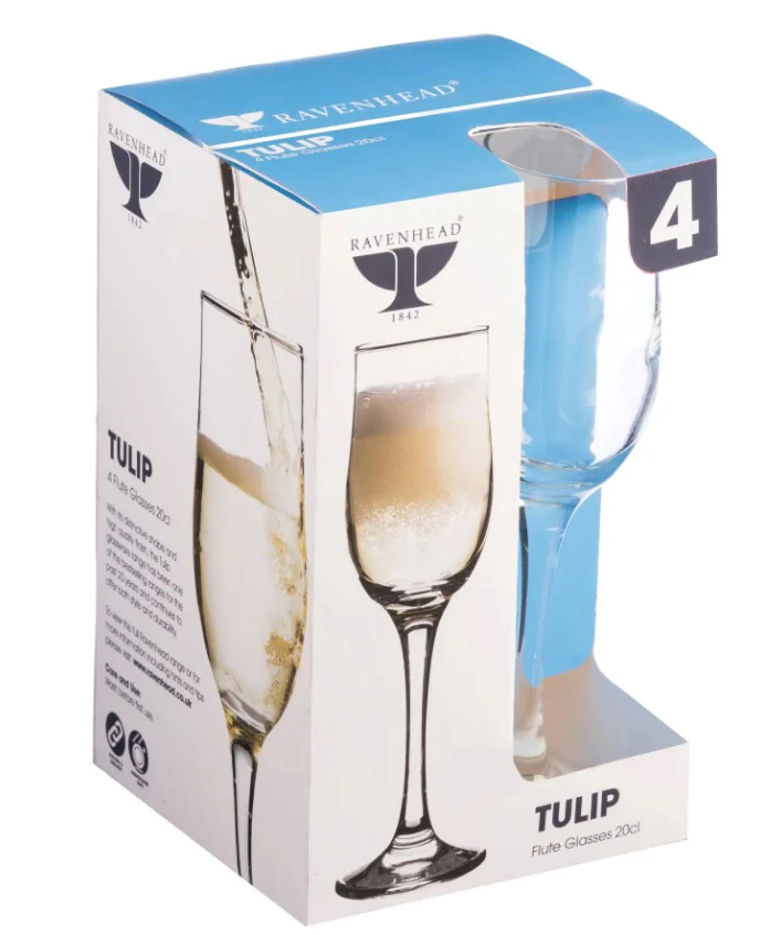 Ravenhead Tulip Box Of 4 20cl Flute Glasses - Image 2