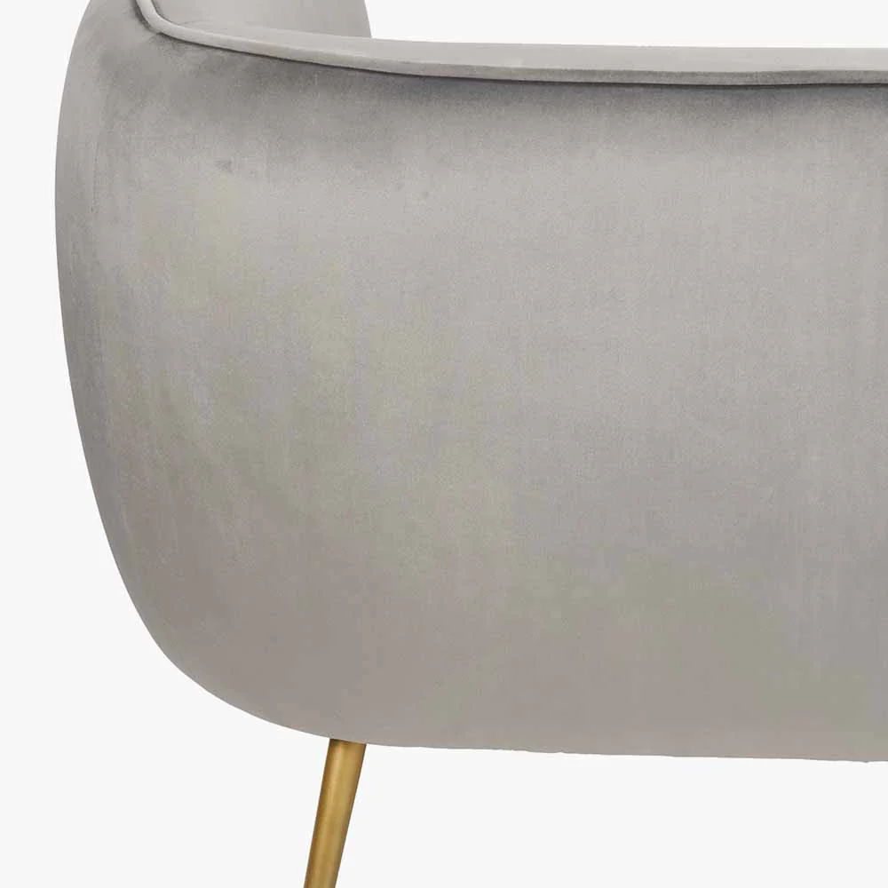 Lucca Dove Grey Velvet and Metal Sofa - Image 5