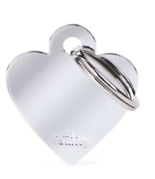 MY FAMILY Small Heart Chromed Brass ID Tag