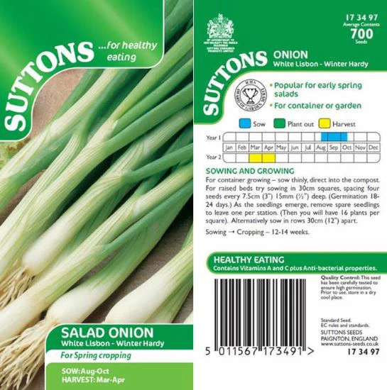Onion (Salad) 'White Lisbon' - Winter Hardy Seeds