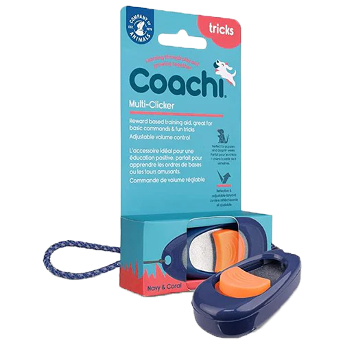 Coachi Multi-Clicker Dog Trainer - Navy Coral Button