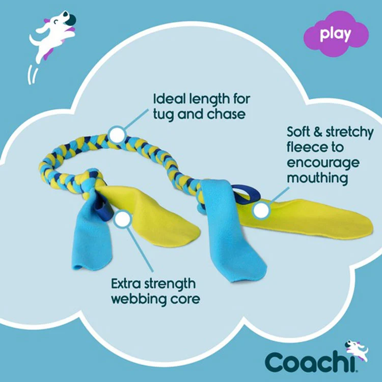 Coachi Tuggi Tug Dog Toy - Navy Lime & Light Blue - Image 2