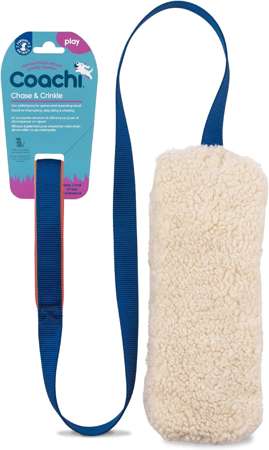 Coachi Chase & Crinkle Dog Toy - Navy & Coral