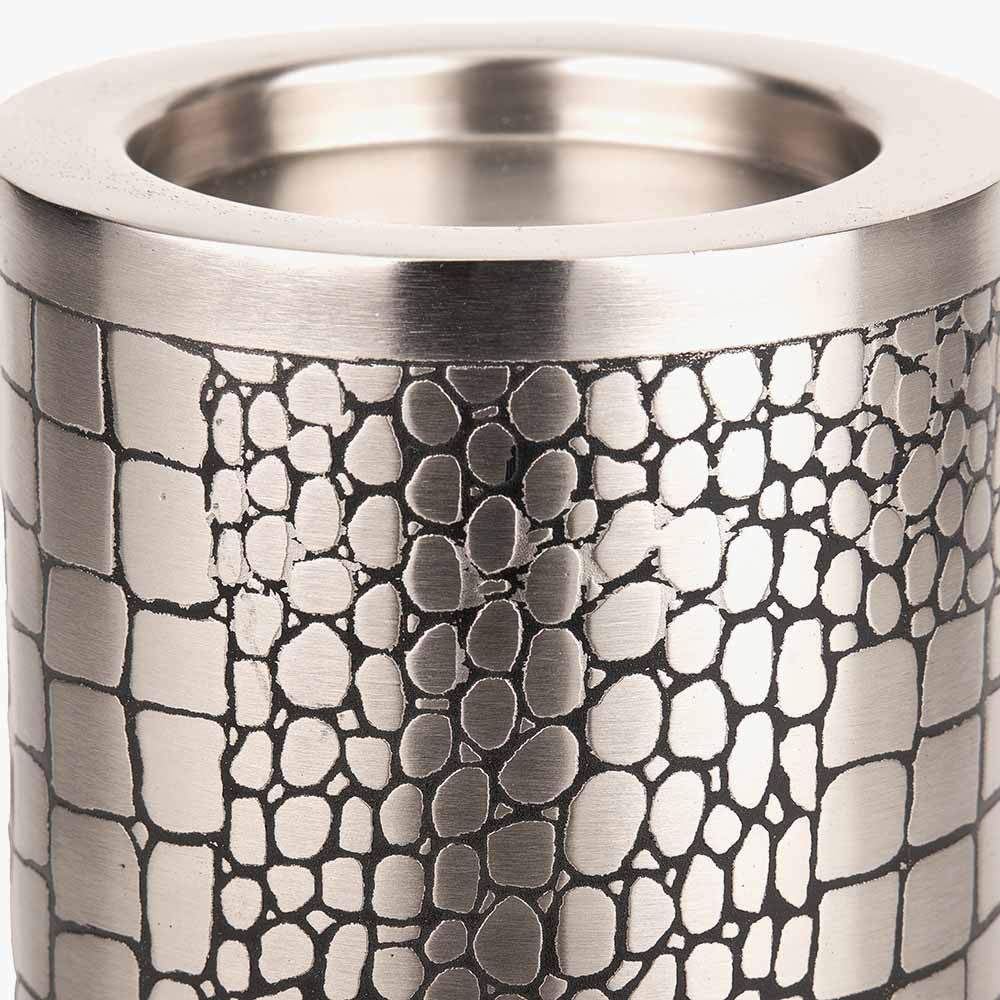 S/3 Antique Silver Croc Print Candle Holder - Image 6