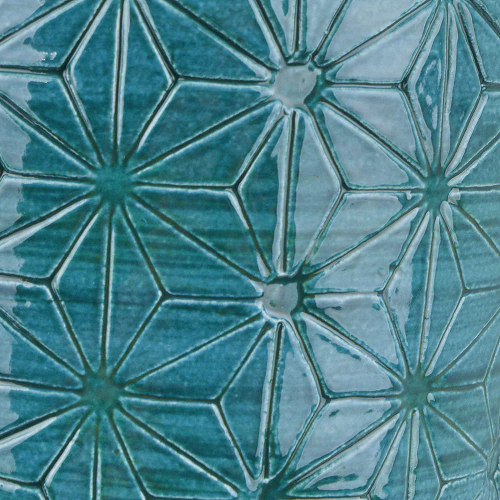 Sidra Aquamarine Stoneware Etch Detail Vase - Image 4