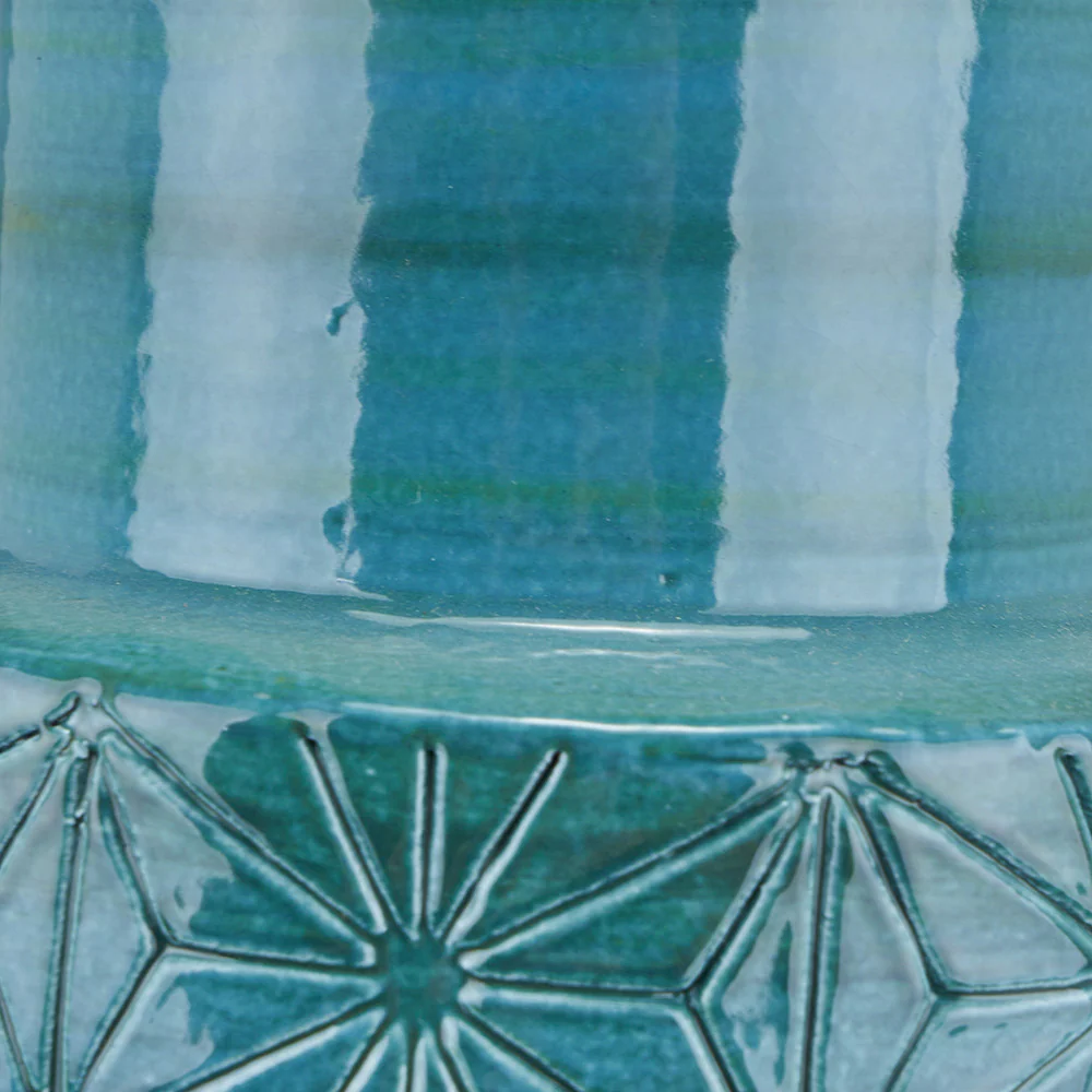 Sidra Aquamarine Stoneware Etch Detail Vase - Image 5