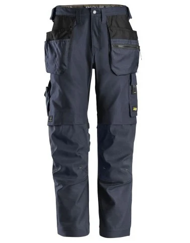Snickers Canvas+ Stretch Work Trousers Holster Pockets - Navy