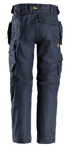 Snickers Canvas+ Stretch Work Trousers Holster Pockets - Navy - Image 2