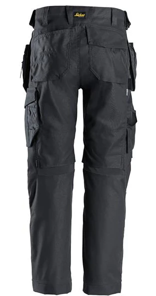 Snickers Canvas+ Stretch Work Trousers Holster Pockets - Steel Grey - Image 2