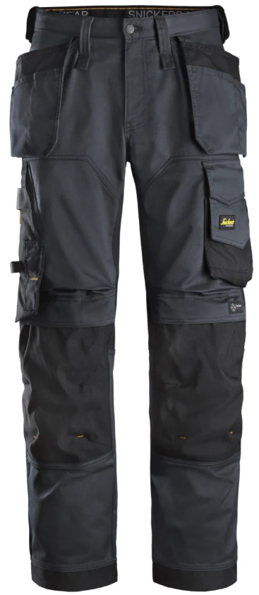 Snickers Stretch Loose Fit Trousers with Holster Pockets - Steel Grey/ Black