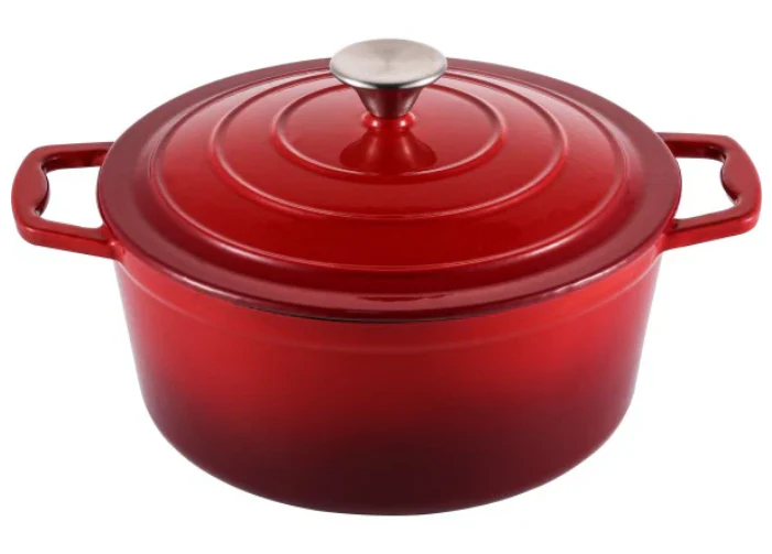 Steelex Red Round Cast Iron Casserole Dish 25cm 4.7L