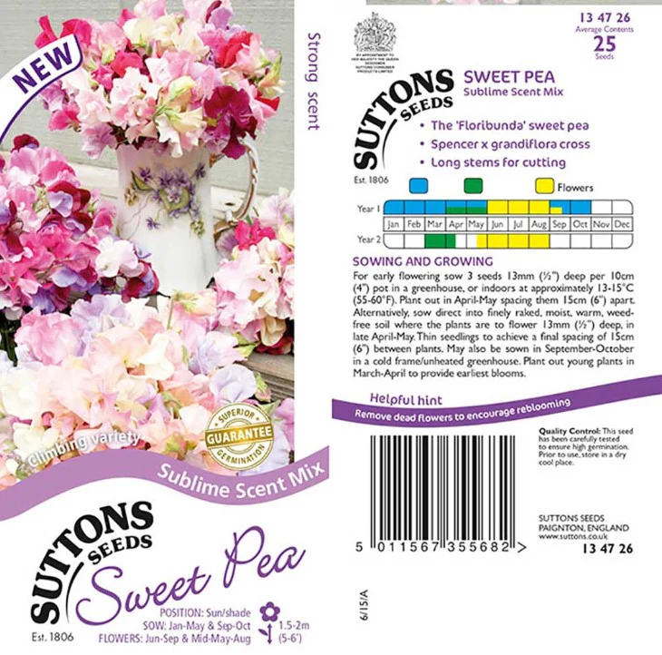 Sweet Pea Sublime Scent Mix Flower Seeds - Image 2
