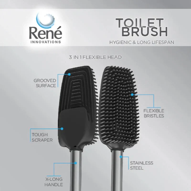 Rene 3 in 1 Toilet Brush - Stainless Steel - Image 4