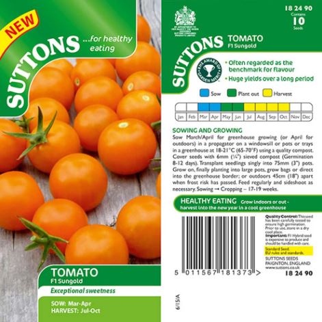 Tomato F1 'Sungold' - Seeds